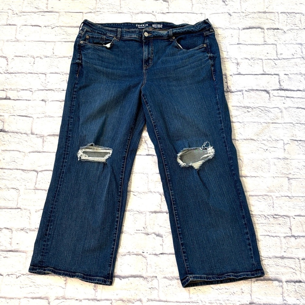 Torrid Perfect Wide Leg Vintage Stretch Jeans Distressed Blue Denim Plus Size 20